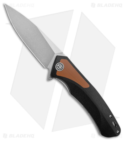 Petrified Fish Pub Liner Lock Knife Black/Brown G-10 (3.7" Stonewash D2) PF838