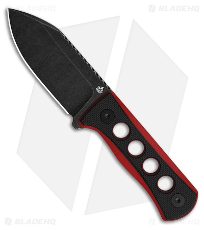 QSP Canary Neck Knife Fixed Blade Black/Red G-10 (2.5" BW)
