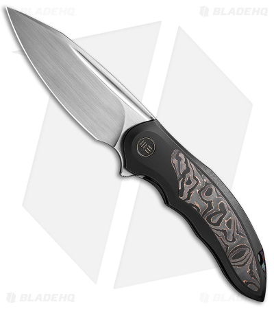 WE Knife Co. Makani Frame Lock Knife Black Ti Copper/CF (3" Satin) WE21048B-1