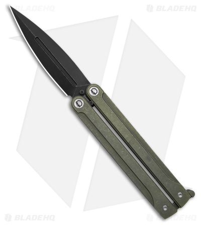 Daggerr Knives Monarch Butterfly Knife Olive Titanium (3.5" Black Stonewash)
