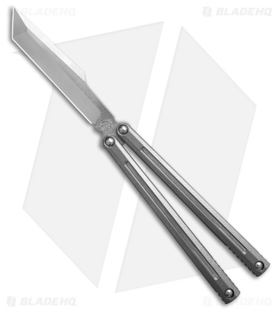 Franken Forge Blades Ion Western Tanto Butterfly Knife Raw Titanium (4.5" SW)