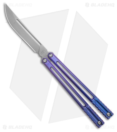 Franken Forge Voltaic Japanese Tanto Butterfly Knife Burple Titanium (4.3" SW)