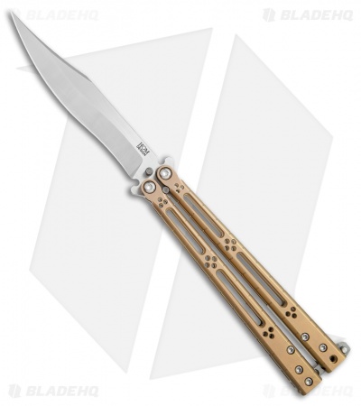 Hom Design Basilisk-R Titanium Balisong Butterfly Knife Bronze Ano (4.6