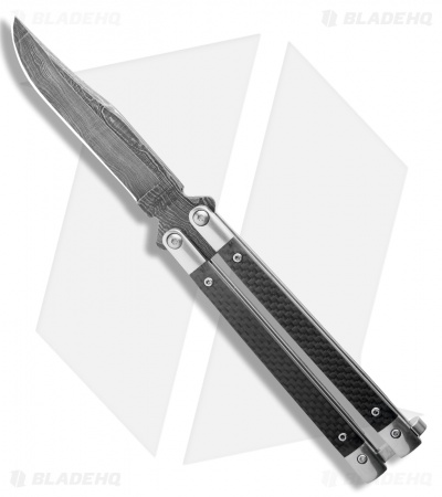 Bear & Son 30th  Anniversary Butterfly Knife Carbon Fiber (5" Damascus)