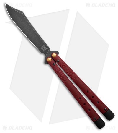 Benchmade Necron Bali-Song Butterfly Knife Ruby Red G-10 (4.6" Black DLC) 99BK-1