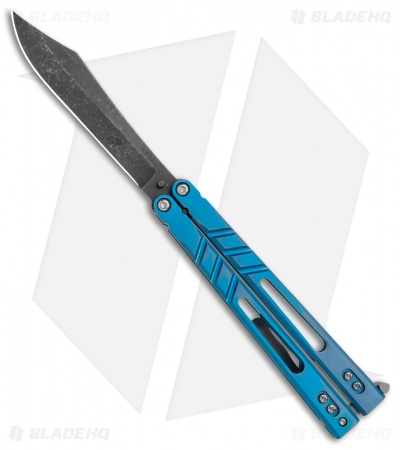 BRS Premium Alpha Beast Balisong Butterfly Knife Blue Ti (4.5