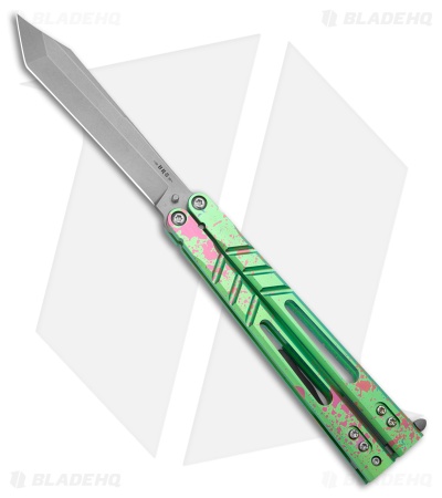 BRS Premium Alpha Beast Balisong Butterfly Knife Splatter/Magenta Ti (4.5
