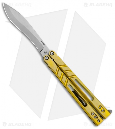 BRS Premium Alpha Beast Balisong Butterfly Knife Gold Ti Kukri (4.5