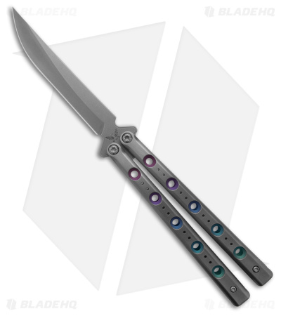 Flytanium Fly One Balisong Knife #39 Candy Buttons Titanium (4.6