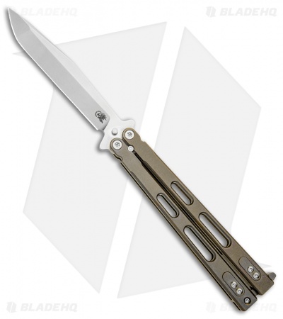 Hinderer Nieves V2 Balisong Butterfly Knife Bronze Titanium Stonewash Spanto  Blade | KnifeGeek