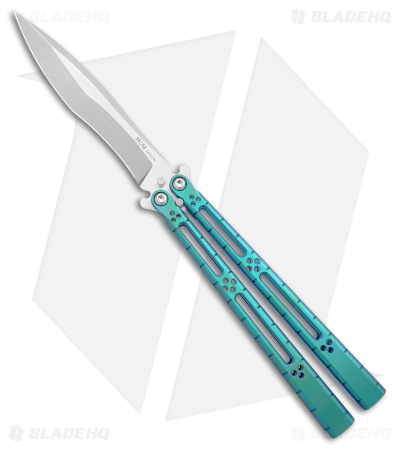 Hom Design I-Basilisk Channel Butterfly Knife Teal Titanium (4.5
