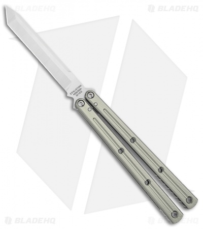 Squid Industries Krake Raken V3 Tanto Balisong Knife Silver (4.5" Satin)