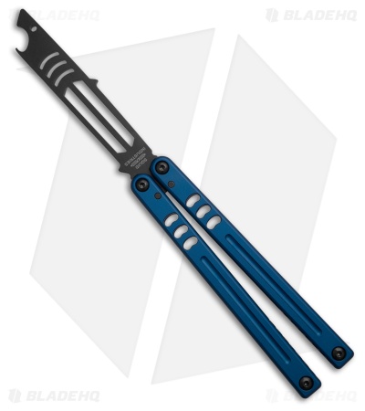 Squid Industries Mako V5 Bottle Opener Balisong Trainer Blue (4.3" Black)