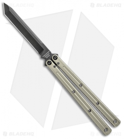 Squid Industries Krake Raken V3 Tanto Balisong Knife Silver (4.5" Inked)