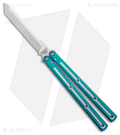 Squid Industries Krake Raken V3 Tanto Balisong Knife Teal Dual-Tone (4.5