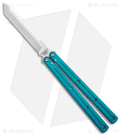 Squid Industries Krake Raken V3 Tanto Balisong Knife Teal (4.5" Satin)