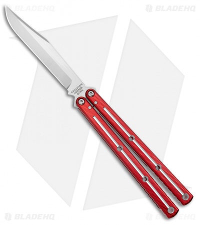Squid Industries Krake Raken V3 Bowie Balisong Knife Red Dual Tone (4.5")