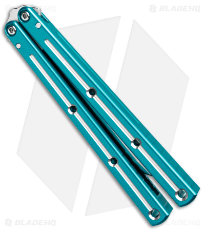 Squid Industries Krake Raken V2.5 | Tanto Balisong Knife | Teal Dual Tone