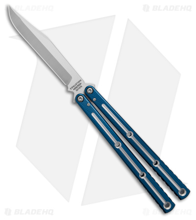 Squid Industries Krake Raken V3 Bowie Balisong Knife Blue Dual Tone (4.5" Sat)