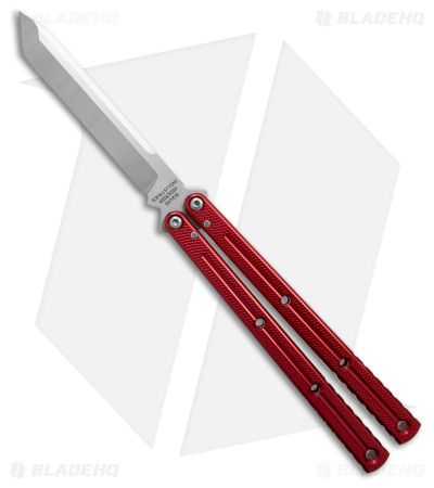 Squid Industries Krake Raken V3 Tanto Balisong Knife Red (4.5" Satin)