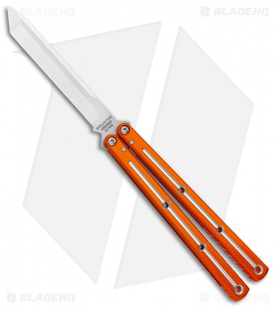 Squid Industries Krake Raken Tanto V3 Balisong Knife Dual Tone Orange (4.5")