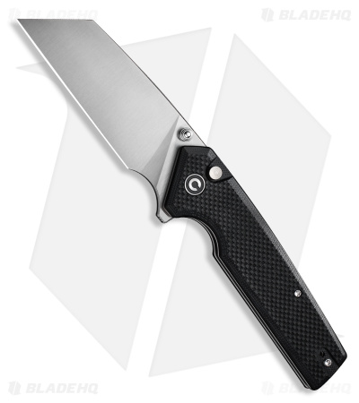 CIVIVI Amirite Modified Wharncliffe Button Lock Knife Black G-10 (3.5" Satin)