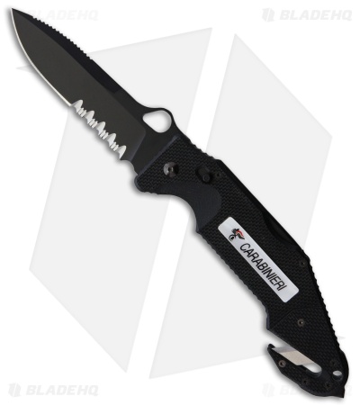 Fox Knives Utility Rescue Lockback Knife Black G-10 (4" Black Serr)
