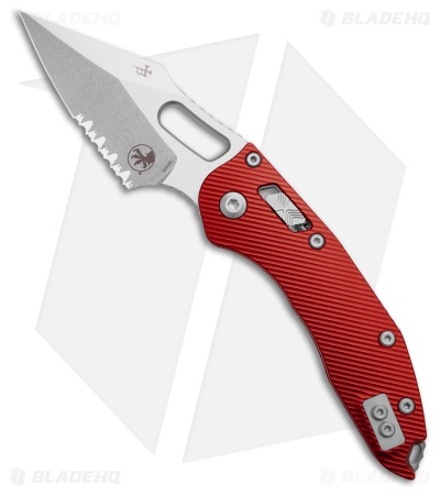 Microtech Stitch Ram-Lok Knife Fluted Red Aluminum (3.7" Stonewash Serr)