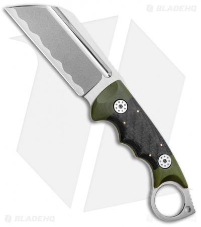 Andre De Villiers Ring Butcher Fixed Blade Knife OD Green G-10/CF (4