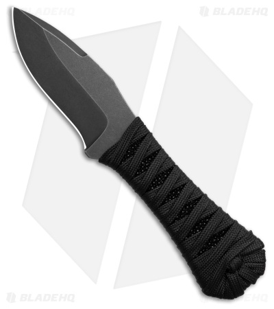 Auxiliary Manufacturing Coffin Leaf Fixed Blade Knife Paracord (2.75" Black SW)