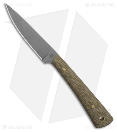 Battle Horse Knives Birch River Bird and Trout Knife Green Micarta (3" Satin )