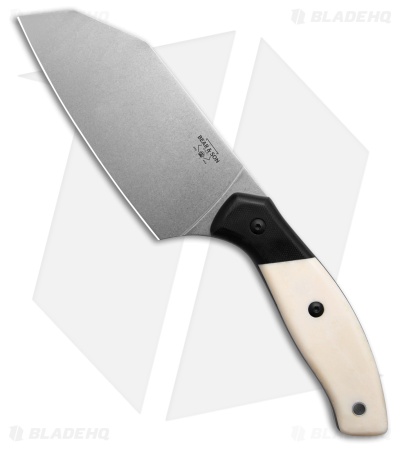 Bear & Son Professional Chopper Fixed Blade Knife White Smooth Bone/G-10 (5" SW)