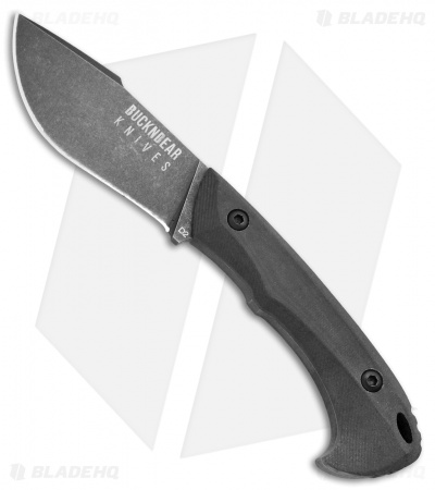Buck N Bear Dark Piranha Fixed Blade Knife Black G-10 (3.5" Black SW)