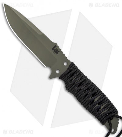 HK Fray Fixed Blade Knife Black Rubber (4.25" OD Green) 55251