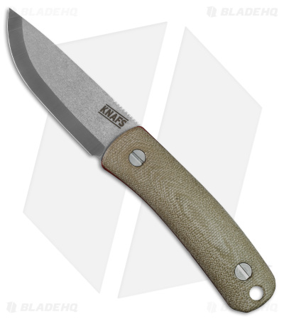 KNAFS Lulu MagnaCut Fixed Blade Knife OD Green Micarta (3" Raw)