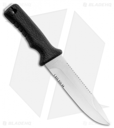 Mac Coltellerie 631 Fixed Blade Knife Outdoor Black Polymer (7" Satin Serrated)