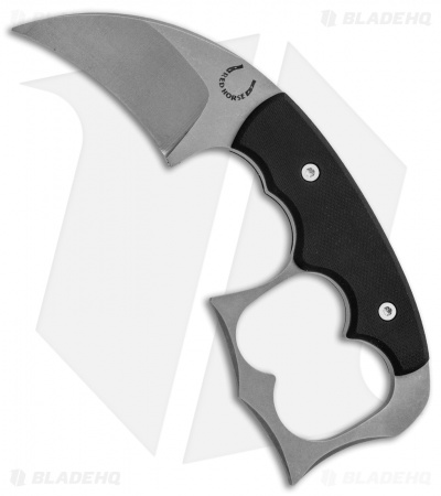 Red Horse Knife Works Malice Double Knuckle Fixed Blade Black G-10 (2.6