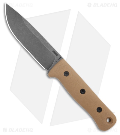 Reiff Knife F5 Field Survival Knife Fixed Blade Coyote Tan G-10 (5" Acid SW)