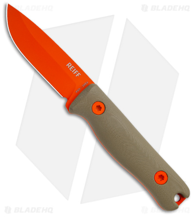 Reiff Knives F3XC EDC Bushcraft Survival Knife OD Green G-10 (2.9" Orange)