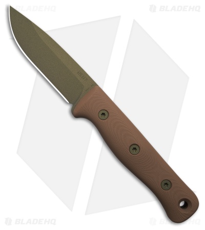 Reiff Knives F4 Bushcraft Fixed Blade Survival Knife Tan G-10 (4" Crocodile)