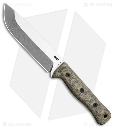 Reiff Knives F6 Leuku Survival Knife Black/Green Mic Leather (6