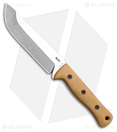 Reiff Knives F6 Leuku Survival Knife Coyote Tan G-10 Leather (6" SW MagnaCut) RH