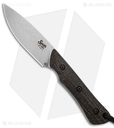 Smith & Sons Brave Fixed Blade Knife Black Burlap Micarta (3.2" Stonewash D2)