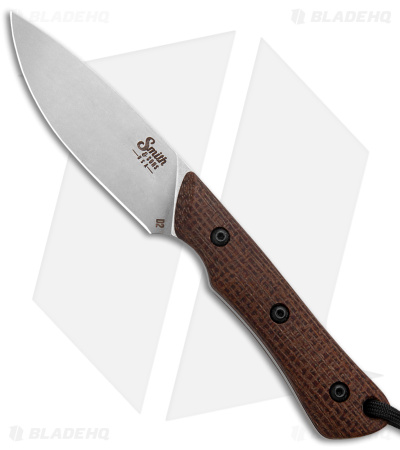 Smith & Sons Brave Fixed Blade Knife Brown Burlap Micarta (3.2