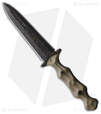 Stroup Knives Dagger Fixed Blade Knife D/E White G-10 (5.25" Acid Wash)