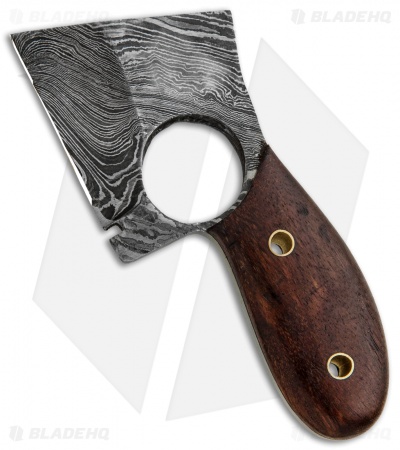 Tallen Ring Wharncliffe Fixed Blade Knife Walnut (2.5" Twisted Damascus)