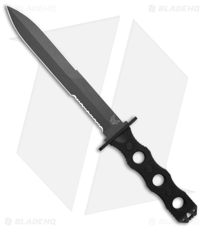 Benchmade SOCP 185SBK Fixed Blade Serrated Knife G-10 Black (11" Black Serr)