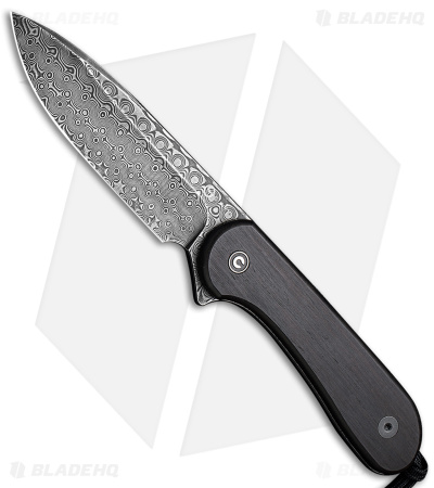 CIVIVI Elementum Fixed Blade Knife Flat Black Ebony (4" Damascus) C2105-DS1