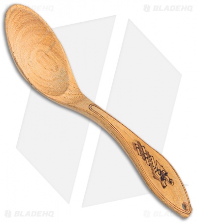 Condor Norse Dragon Carved Spoon Burnt American Hickory w/ Sheepskin Sheath