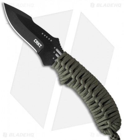 CRKT Crawford Thunder Strike Neck Knife Green Paracord (2.8" Black) 2032